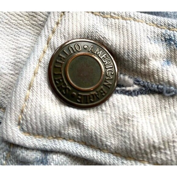 American Eagle Womens Blue Jean Tie Dye Distressed Straight Stretch Jeans Size 6 - Picture 3 of 7